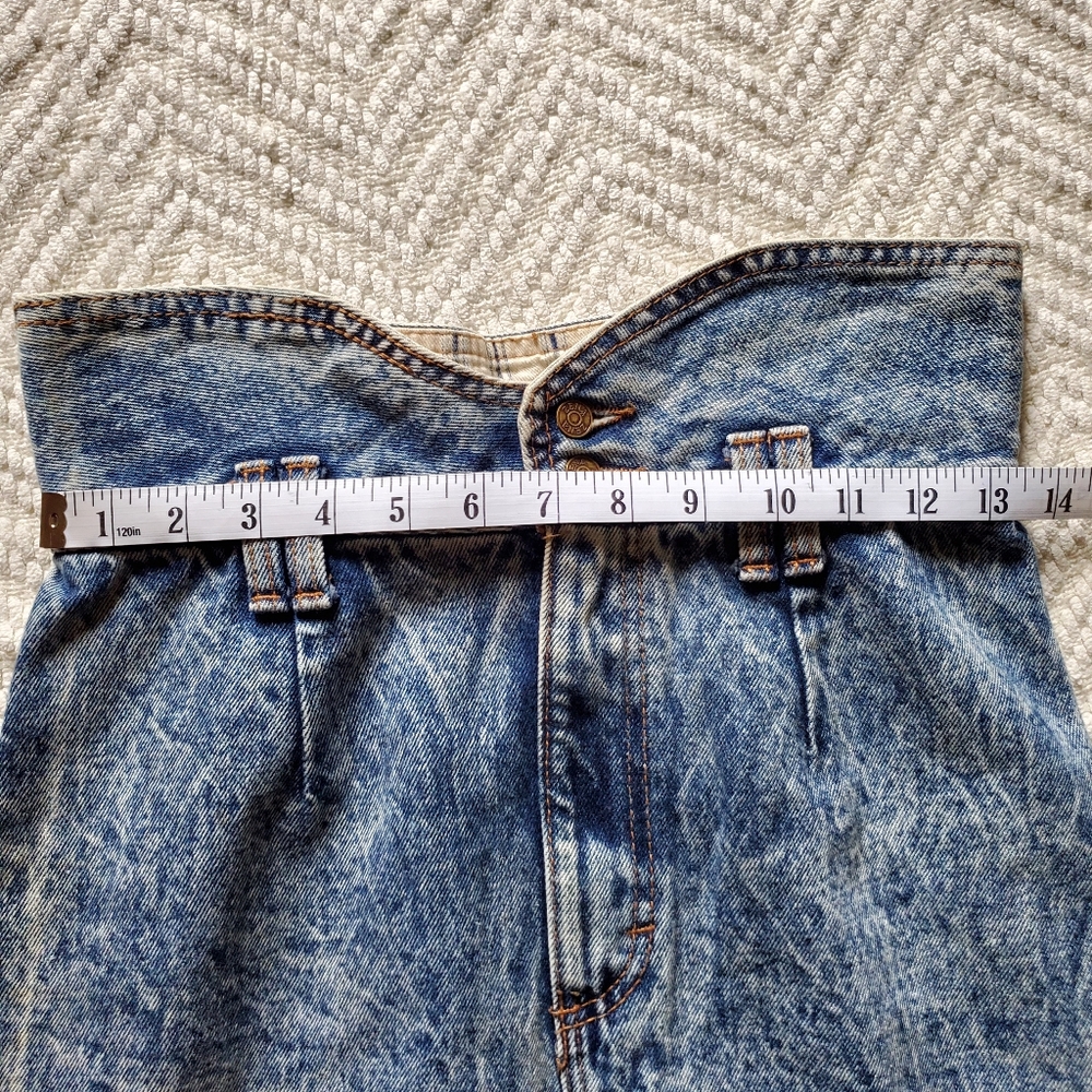 80s vintage Zena highrise acid wash denim pencil skirt - Picture 7 of 9